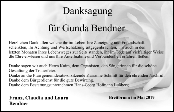 Anzeige von Gunda Bendner von MGO