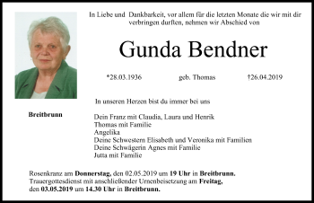 Anzeige von Gunda Bendner von MGO