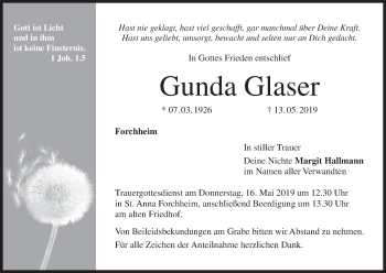 Anzeige von Gunda Glaser von MGO