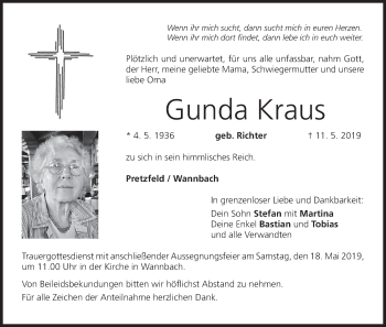 Anzeige von Gunda Kraus von MGO