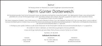 Anzeige von Günter Dotterweich von MGO