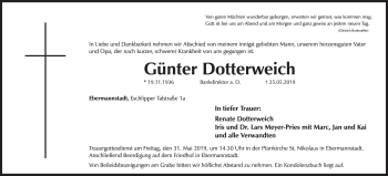 Anzeige von Günter Dotterweich von MGO