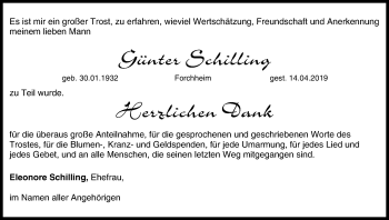 Anzeige von Günter Schilling von MGO