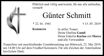 Anzeige von Günter Schmitt von MGO