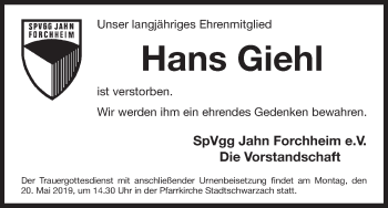 Anzeige von Hans Giehl von MGO