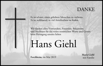 Anzeige von Hans Giehl von MGO