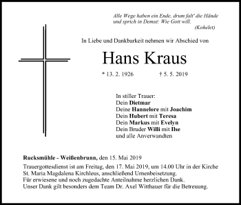 Anzeige von Hans Kraus von MGO