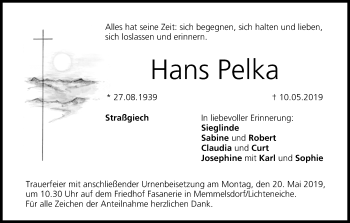 Anzeige von Hans Pelka von MGO