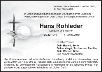 Anzeige von Hans Rohleder von MGO