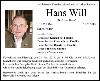 Anzeige von Hans Will von MGO