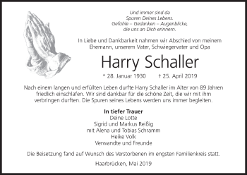Anzeige von Harry Schaller von MGO