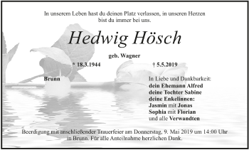 Anzeige von Hedwig Hösch von MGO