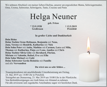 Anzeige von Helga Neuner von MGO