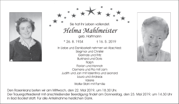 Anzeige von Helma Mahlmeister von MGO
