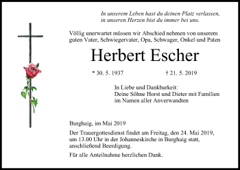 Anzeige von Herbert Escher von MGO
