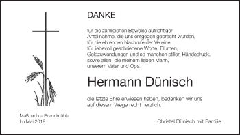 Anzeige von Hermann Dünisch von MGO