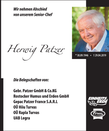 Anzeige von Herwig Patzer von MGO