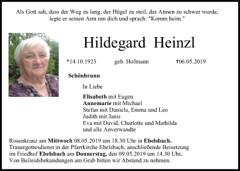 Anzeige von Hildegard Heinzl von MGO