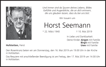 Anzeige von Horst Seemann von MGO
