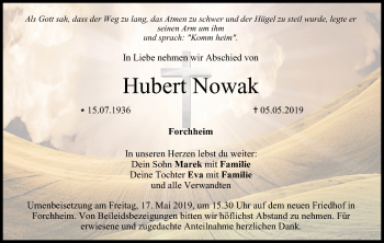 Anzeige von Hubert Nowak von MGO