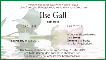 Anzeige von Ilse Gall von MGO