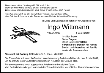 Anzeige von Ingo Wittmann von MGO