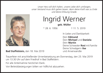 Anzeige von Ingrid Werner von MGO