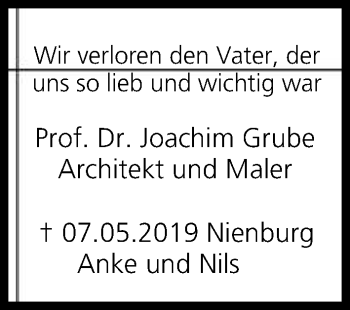 Anzeige von Joachim Grube von MGO