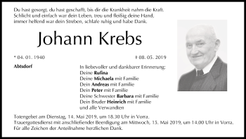 Anzeige von Johann Krebs von MGO