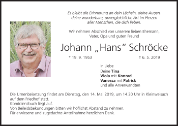 Anzeige von Johann Schröcke von MGO