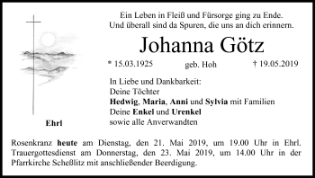 Anzeige von Johanna Götz von MGO