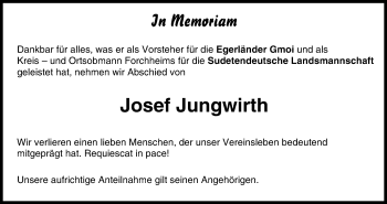Anzeige von Josef Jungwirth von MGO