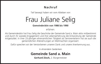 Anzeige von Juliane Selig von MGO