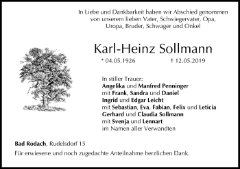 Anzeige von Karl-Heinz Sollmann von MGO