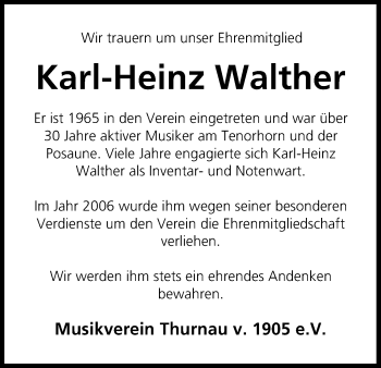 Anzeige von Karl-Heinz Walther von MGO