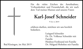 Anzeige von Karl-Josef schneider von MGO