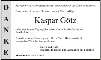 Anzeige von Kaspar Götz von MGO