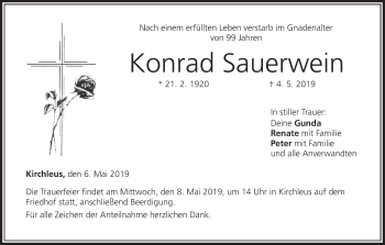 Anzeige von Konrad Sauerwein von MGO