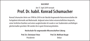 Anzeige von Konrad Schumacher von MGO