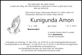 Anzeige von Kunigunda Amon von MGO