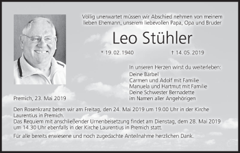 Anzeige von Leo Stühler von MGO