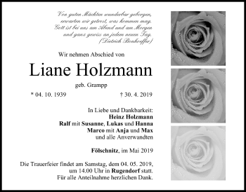 Anzeige von Liane Holzmann von MGO