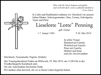 Anzeige von Lieselotte Penning von MGO