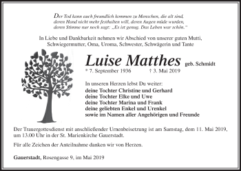 Anzeige von Luise Matthes von MGO