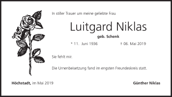 Anzeige von Luitgard Niklas von MGO