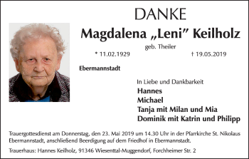 Anzeige von Magdalena Keilholz von MGO