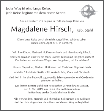 Anzeige von Magdalene Hirsch von MGO
