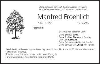 Anzeige von Manfred Froehlich von MGO