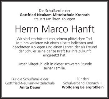 Anzeige von Marco Hanft von MGO