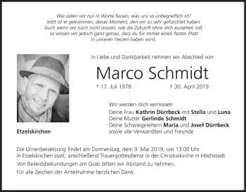 Anzeige von Marco Schmidt von MGO